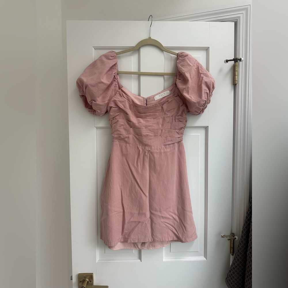Astr Blush Puff Sleeve Dress